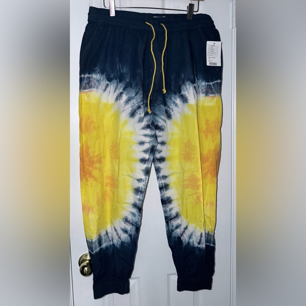 Men's Tie-Dye Joggers - Yellow and Blue